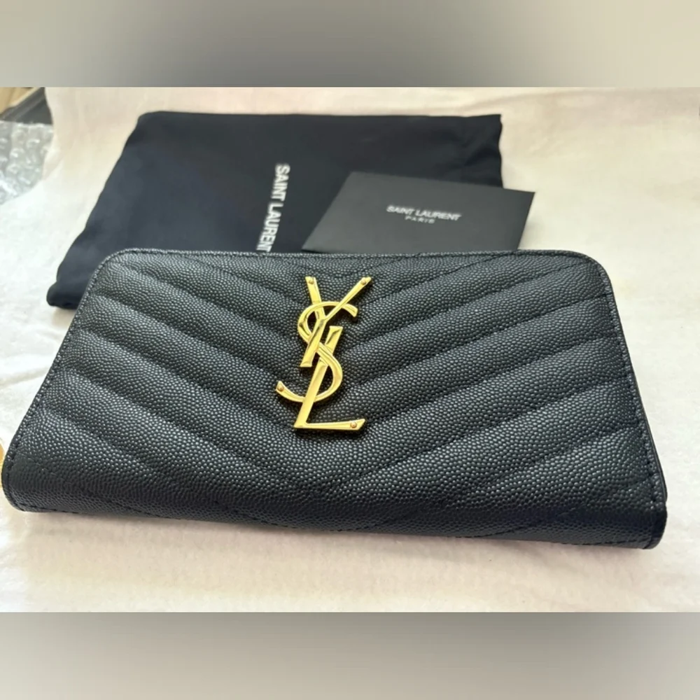 Yves Saint Laurent Cassandre Matelasse Zip Around Quilted Wallet - Picture 2 of 12